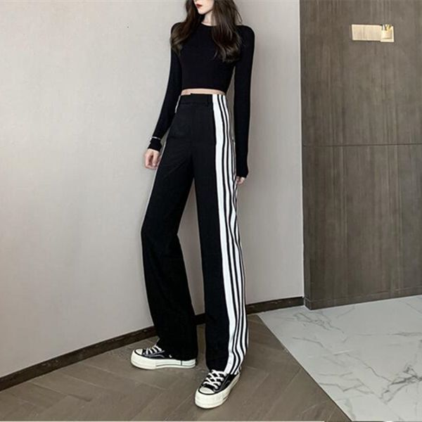 

new sweatpants women clothes pants streetwear 2021 fashion korean style wide leg harajuku baggy black high waisted vintage casual e3xy, Black;white