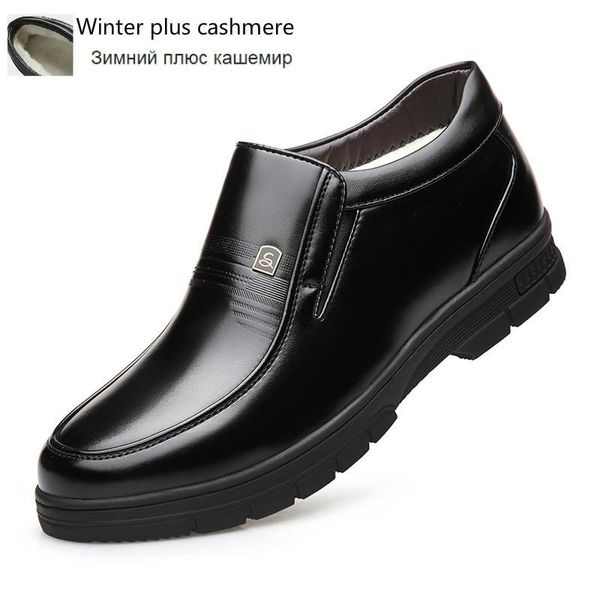 

boots 2021 with velvet male leather shoes non-slip business classic ankle boot snow warm black work winter