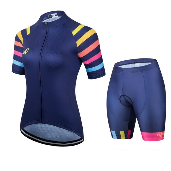 

racing sets 2021 cycling set kafiwomen's clothing with bike uniform summer jersey blue bicycle wear breathable, Black;blue