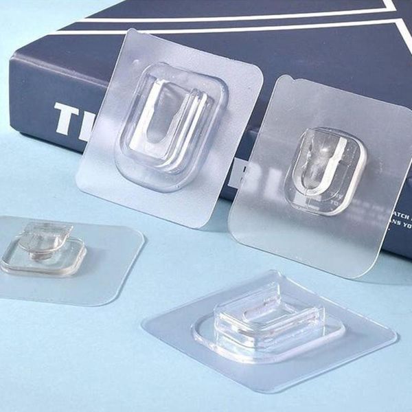 

hooks & rails 6 pcs transparent strong self adhesive door wall hangers for silicone storage hanging kitchen magic bathroom accessories