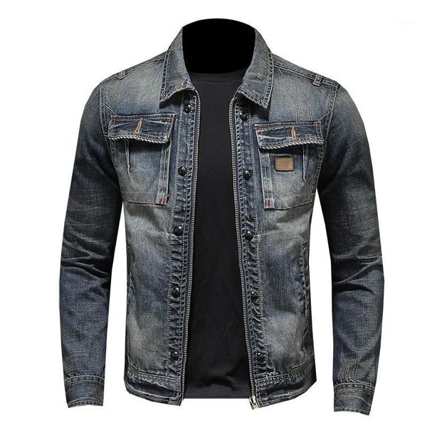 

retro denim jacket men's clothing casual large size slim classic m-5xl jackets, Black;brown