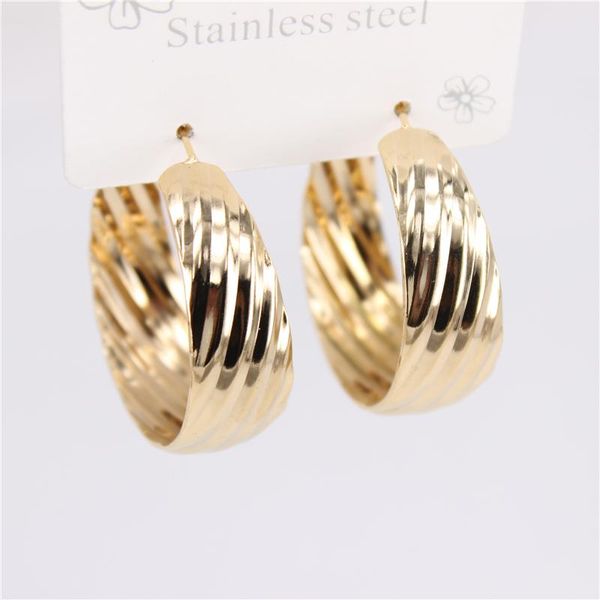 

hoop & huggie stainless steel earrings spherical pin 32mm washable exquisite jewelry 1 retail 6 wholesale sl243, Golden;silver