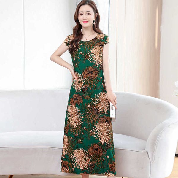 

women women's jurk vintage flower print short mouw casual party dresses robe femme summer o-neck rights natural mid-calf, Black;gray