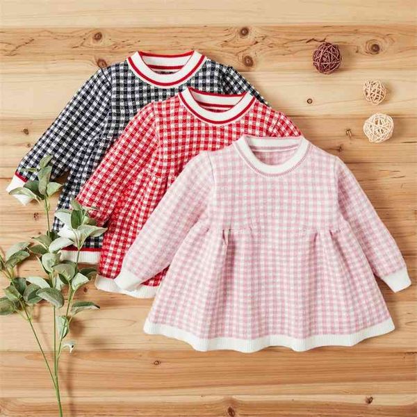 

baby girl plaid elegant dress 210528, Red;yellow