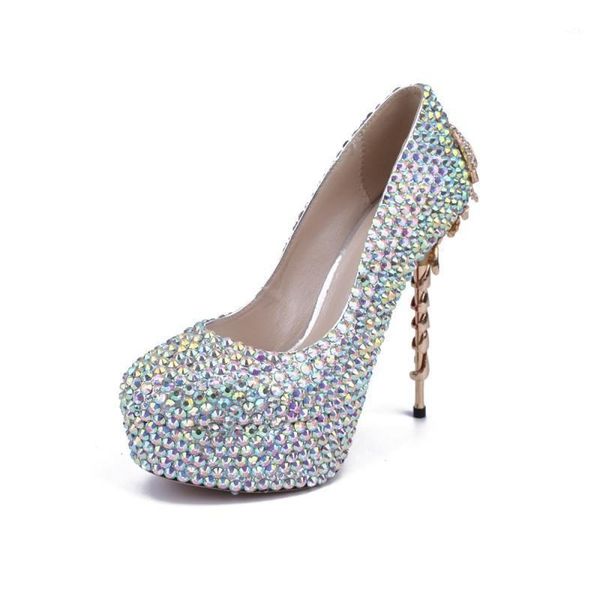 

fashion women stiletto high heel shoes comfoerable slip on lady crystal pumps metal decoration dress wedding1, Black