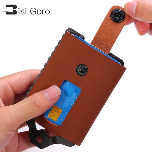 

wallets bisi goro smart rfid holder money bag hasp small wallet 2021 for men button card purse case, Red;black