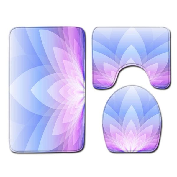 

carpets 3 piece bath rugs sets non slip u-shaped contour toilet mat gradient gradual color lid cover home decoration