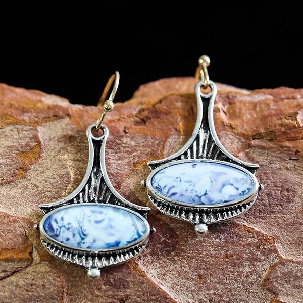 

dangle & chandelier boho resin crochet earrings for women 2021 vintage waves oval geometric drop ethnic tribal antique fashion jewelry d385, Silver