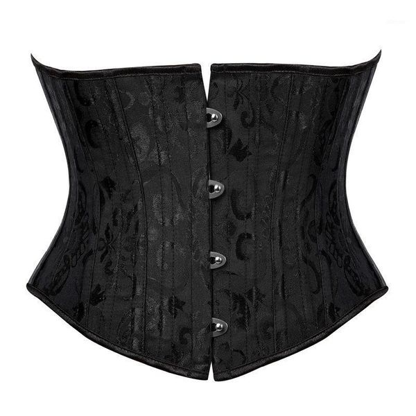 

women's short waist corset 24 steel boned for slimming jacquard underbust tight trainer bustiers & corsets, Black;white