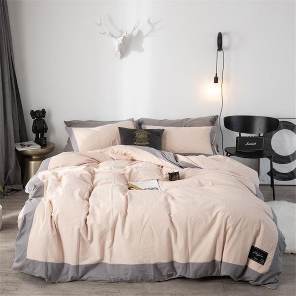 

bedding sets 2021 washed cotton luxury set soft bedclothes duvet/quilt cover bed linen sheet 4 pieces