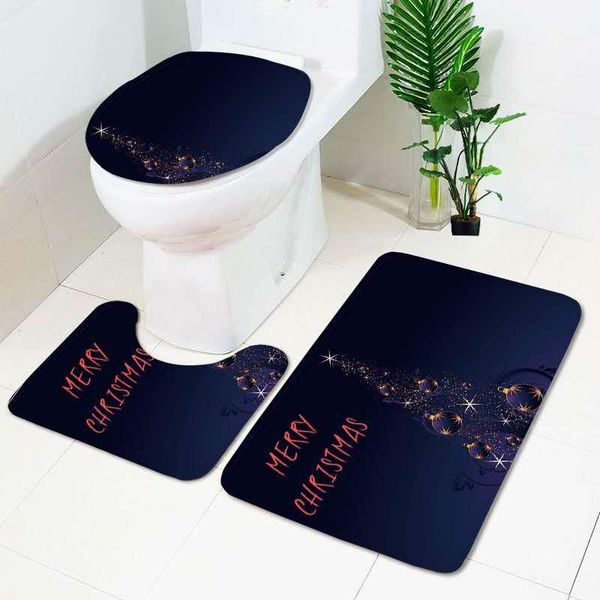 

bath mats yjbd 3pcs/set christmas tree bathroom mat three-piece non-slip absorbent carpet toilet seat cushion