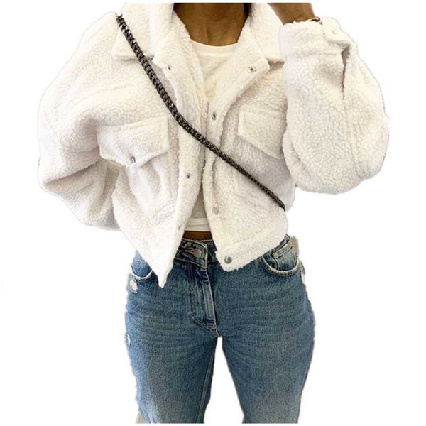 

women's jackets winter ladies fashion lamb wool coat autumn women jacket fleece shaggy warm cropped overcoat single breasted outwear, Black;brown