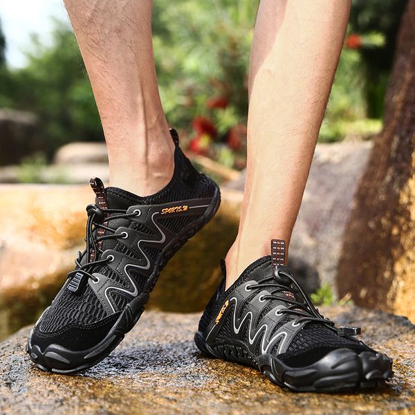 

quick dry water shoes men summer aqua shoes beach slippers women barefoot shoes diving socks swimming sandals, Black