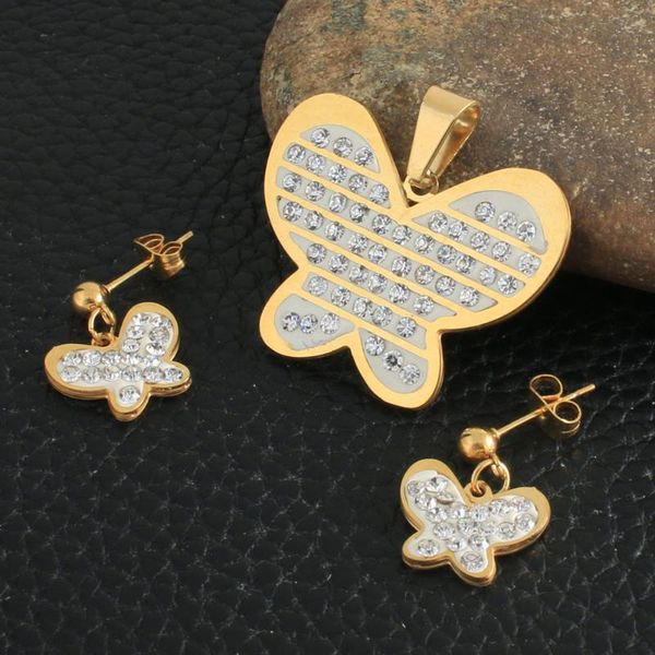 

earrings & necklace fashion stainless steel pendant sets gold color plated for women and girl sryz062, Silver