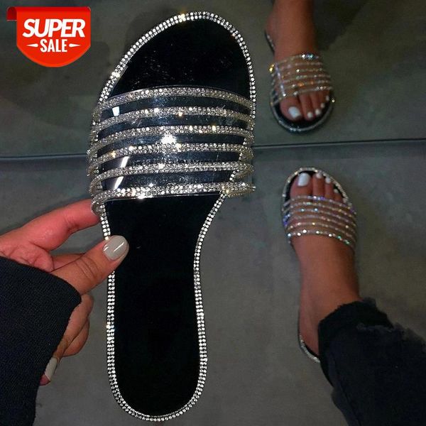 

puimentiua glitter slippers women summer sandals 2020 fashion bling female flip flops beach diamond flat shoes outdoor sandals #x272, Black