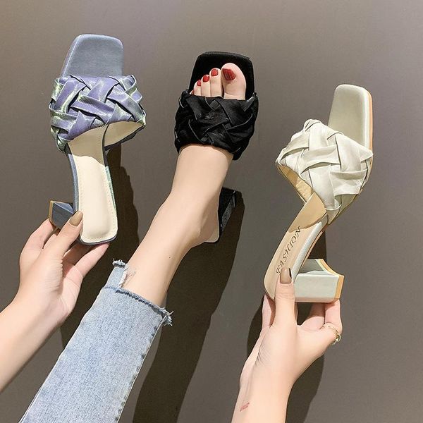 

dress shoes luxury slides women 6cm high heels mules fetish pumps individual weave leisure black office ladies prom slippers women's