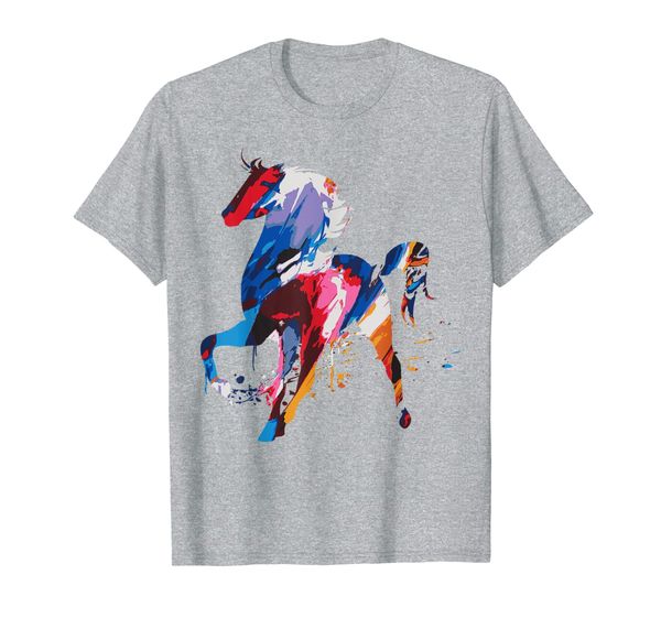 

water-color rain-bow riding gift t-shirt for horse lovers, White;black