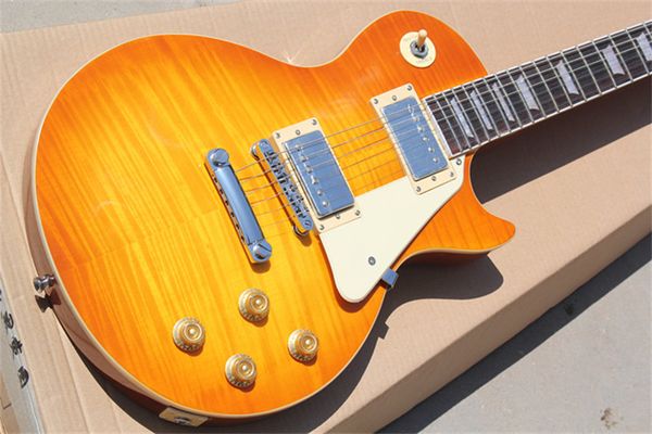 

tiger flame maple standard honey burst electric guitar mahogany body rosewood fingerboard 6 strings musical instruments factory custom shop