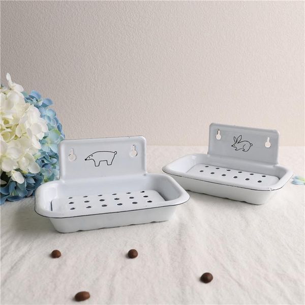 

soap dishes enamel white retro metal holder for shower wall