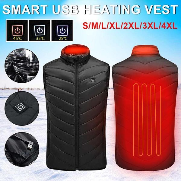 

heated vest warm winter warm electric usb jacket outdoor camping sports men women heating coat washable thermal 2 heating zones, Gray;blue