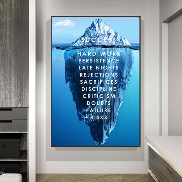 

wall stickers vintage poster in kraft paper ice mountain success quote motivational print painting modern decoration pictures