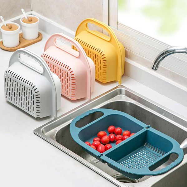 

storage baskets 1pc creative opvouwbare fruitschaal wassen fruit aftappen groenten plastic wasmand laundry basket kitchen tools