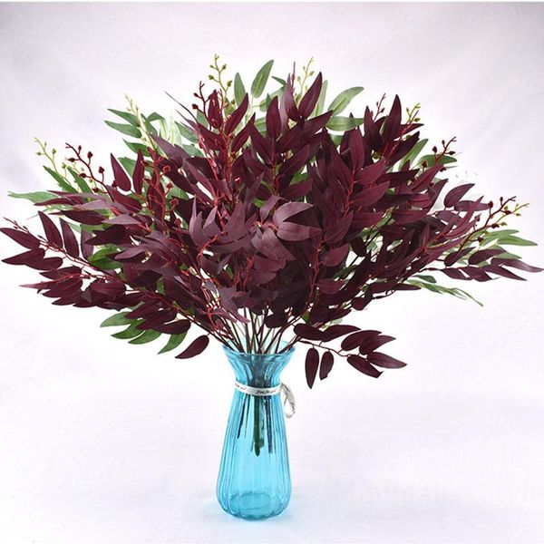 

decorative flowers & wreaths artificial 5-fork bunch willow leaf wedding decoration home flower arrangement accessories aimulation plant fak