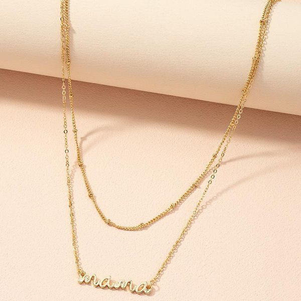 

pendant necklaces 2021 gothic hip hop letter necklace fashion mother's day gift mama statement gold for women, Silver