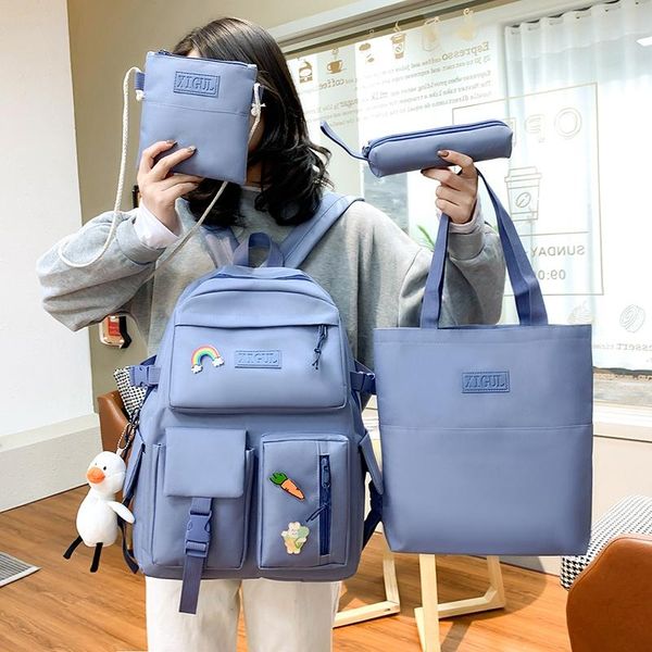 

school bags 4 pcs sets casual backpack fashion for teenage girls women kids shoulder mochilas