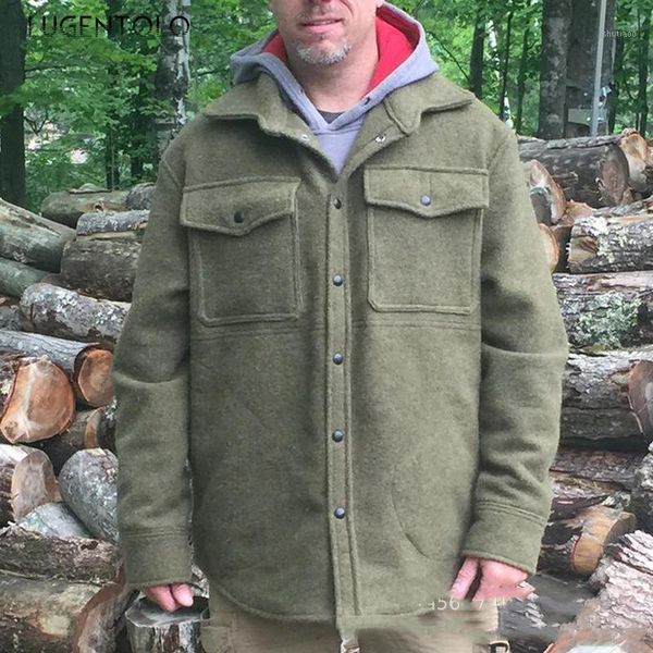 

men's jackets jacket men autumn casual coat solid color lapel loose plus size single-breasted pocket armygreen vintage lugentolo, Black;brown