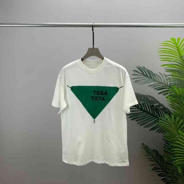 

hip hop bottega 2022 venet short sleeve bv green triangle letter breathable half men women lovers casual loose t-shirt fashion, White;black