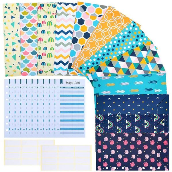 

24 Pieces Budget Envelopes A6 Binder Pockets for Cash Envelope System,Budget Planner,Cash Envelope Wallet with Stickers