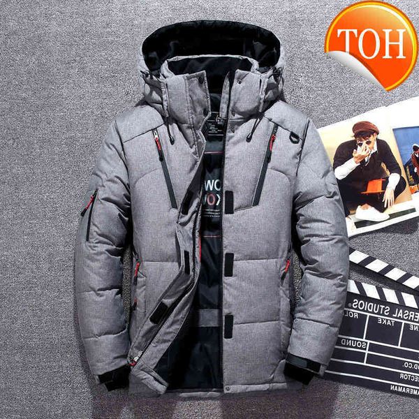 

jacket winter down -20 degree men white duck parkas coat thick warm snow parka overcoat windbreaker, Black
