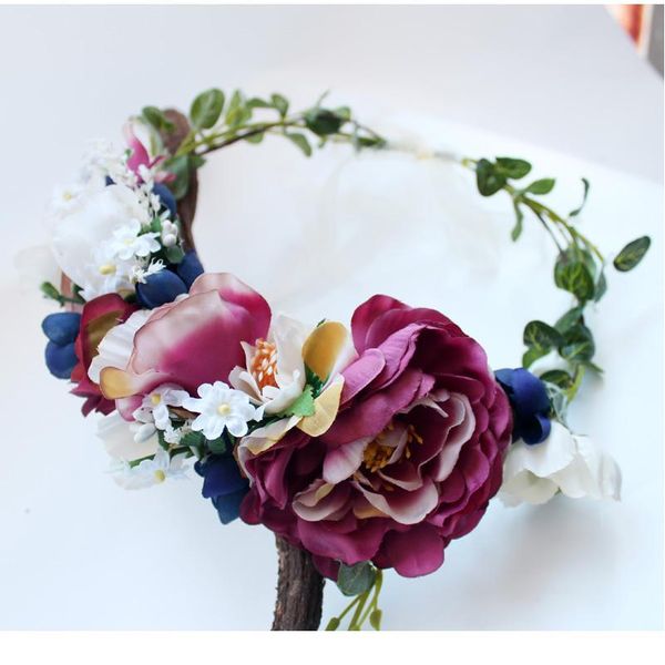 

women wedding flower crown wreath big peony floral garlands bridesmaid flower headband girls hair accessories bride h qylzxz