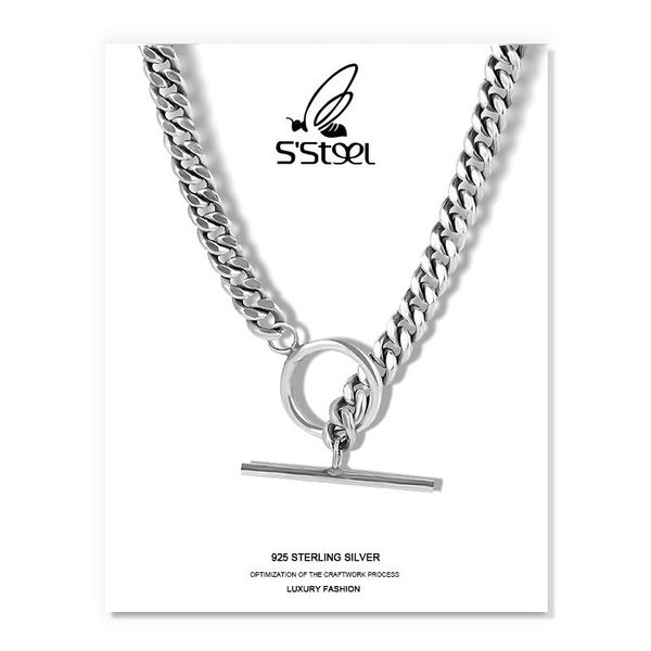 

chains s'steel chain necklaces for women sterling silver 925 hip hop personalited vintage geometric necklace plata de ley fine jewelry