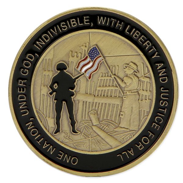 

2pcs non magnetic honoring remembering september 11 attacks craft bronze plated challenge coins collectible original souvenirs gifts