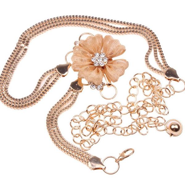 

belts vohio women chain for diamond-encrusted box five-leaf flower women's waist fashion ladies decorative, Black;brown