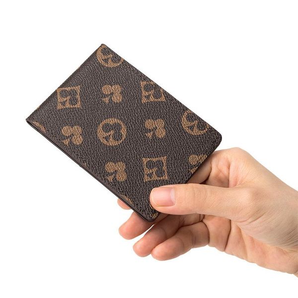 

card holders mini classical wallet credit id holder purse driver license set women man brand designer bag leather money case, Brown;gray