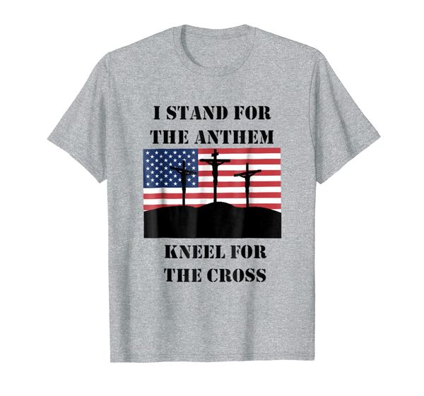 

i stand for the anthem kneel for the cross shirt, White;black