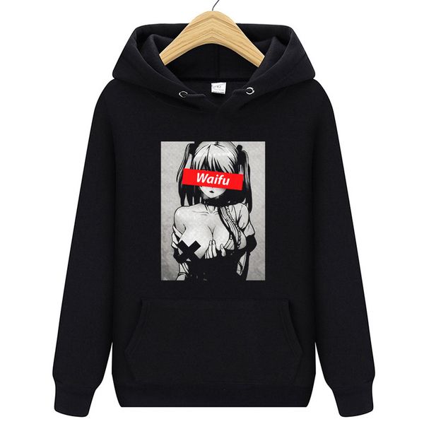 

wish men's japanese anime waifu graphic print men's clothing, Black