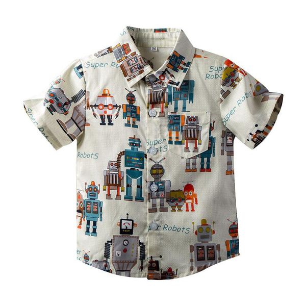 

shirts summer kids boys fashion short sleeve lapel clothes cotton comfortable cartoon print children's clothing, White;black