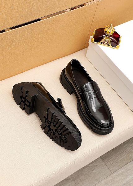 

mens designer formal dress shoes comfortable genuine leather platform flats men brand party wedding office oxfords size 38-45, Black