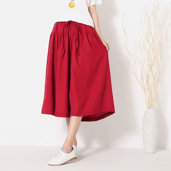 

2021 new large size of cotton linen casual women summer autumn girdle elastic shorts skirts lj2399 9wbq, White;black