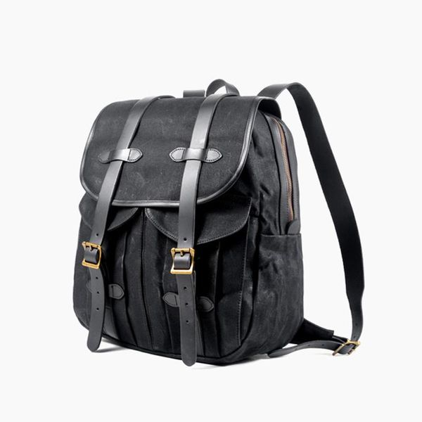 

waxed canvas backpack for men durable rucksacks rugged backpacks outdoor travel lapbags hiking knapsack