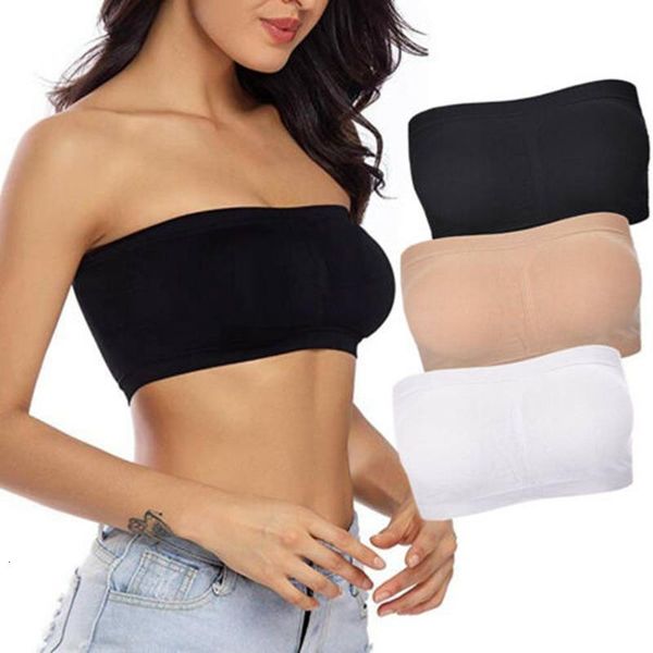 

summer strapless tube women casual sleeveless tank strapless camis crop female black solid white skin color sale