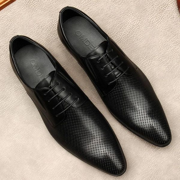 

dress shoes genuine leather mens oxfords business office pointed black lace-up italian men's formal suit1