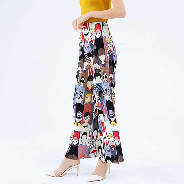 

2021 new original hand-painted design cartoon printed straight aesthetic pants plus size streetwear women korean style trousers gq32, Black;white