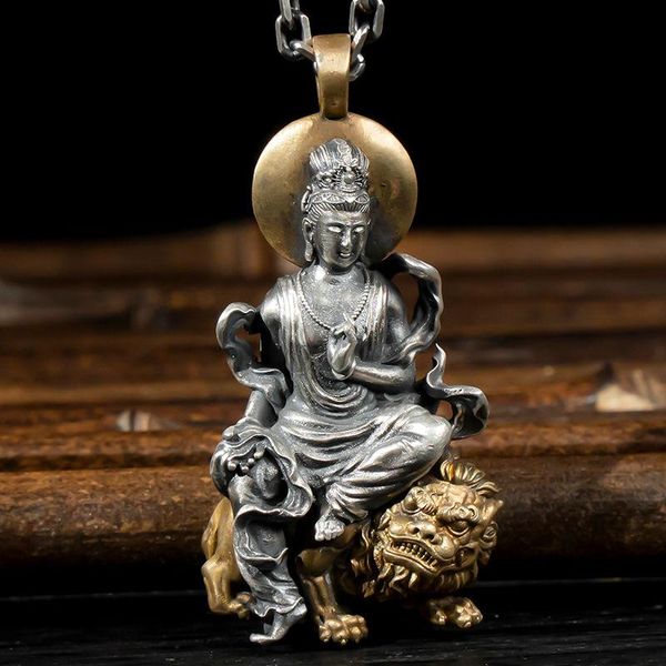

chains retro style buddha pendant guanyin bodhisattva necklace female trend male jewelry accessories, Silver