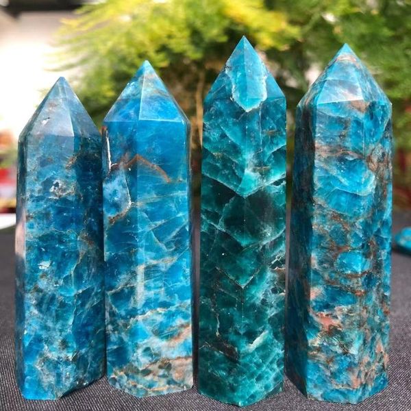 

decorative objects & figurines blue apatite point healing crystal stone tower reiki energy wand for home decor 60-90mm