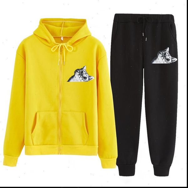 

2021 warm women sets printed large size female set casual women hoodie pants sports suit sweet loose ladies outfits suits, Gray